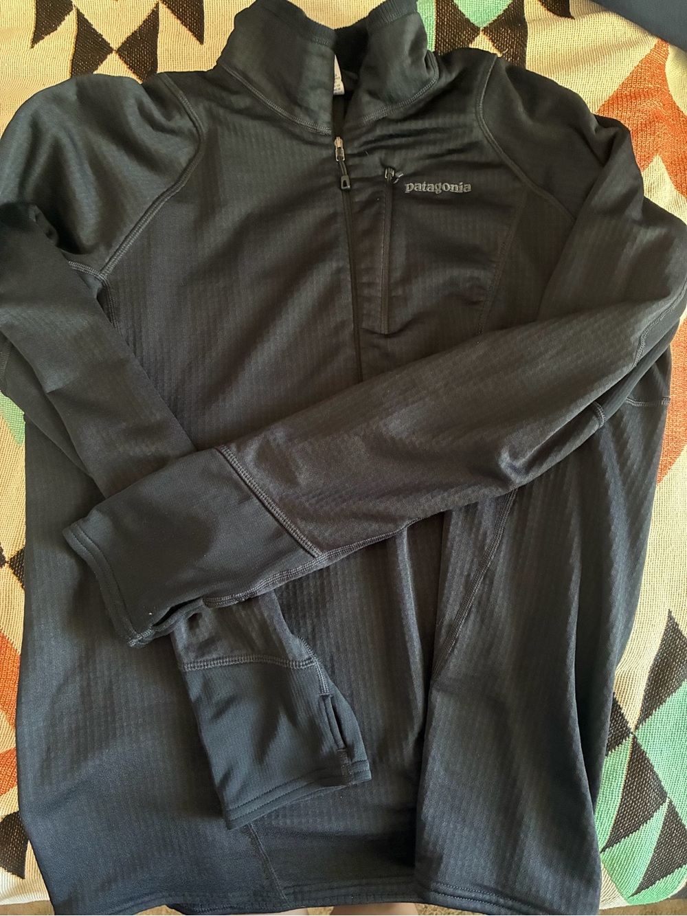 Patagonia R1 Pullover L Black, Grid Polartec Fleece Jacket zip, great condition